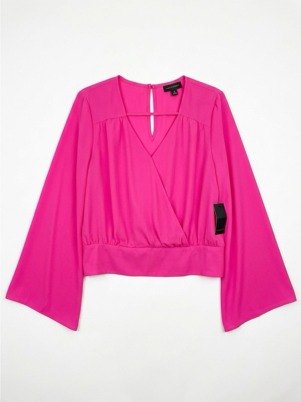 Bold elements Bright Pink V-Neck Wrap-Front Blouse
